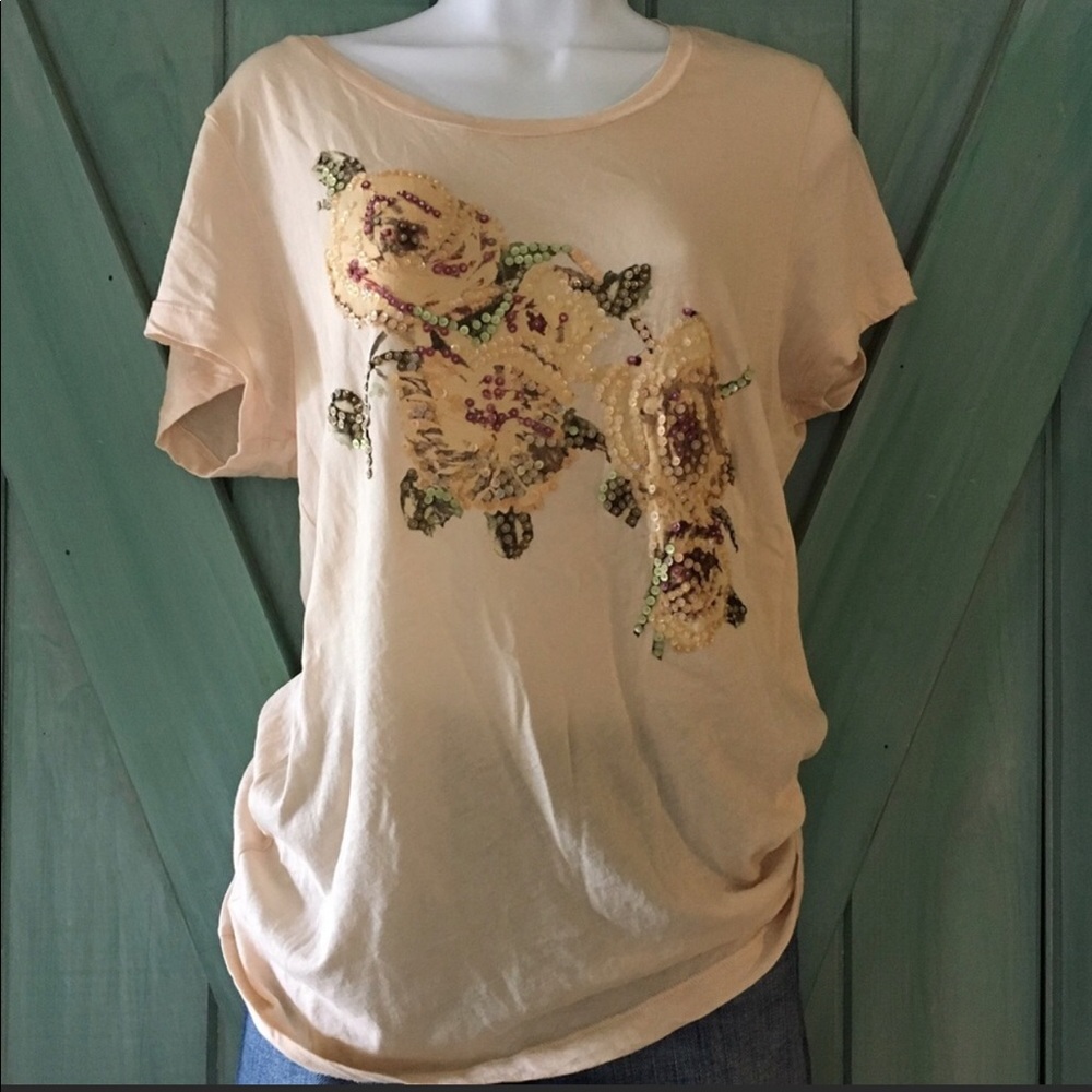 J.Crew Floral beaded T-shirt